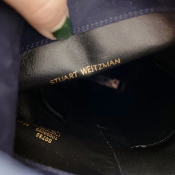 Stuart Weitzman 5050 City Block OTK Boot Over the Knee Blue Suede EU 37 US 6.5 - Picture 8 of 11